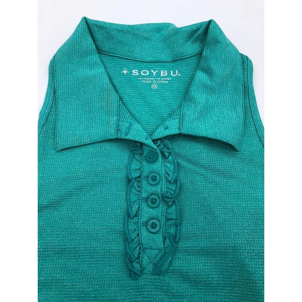 Soybu Marian Cyprus Green Polo Placked Tank Top Collar Detail Sz XS womens NWT